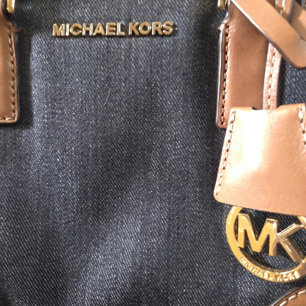 EUC Michael Kors Denim Crossbody with Brown Leather Trim - Picture 3 of 10
